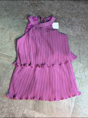 Pleated Halter Tank Blouse - Pink